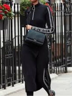 Pringle x H&M Black Midi Dress with Logo-Trim Sleeves